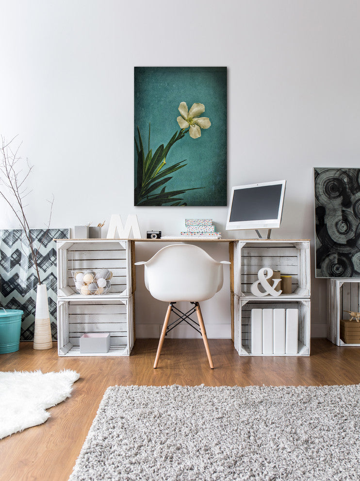 "White Flower Right" Painting Print on Wrapped Canvas, 30x45