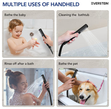 Wall-Mount Tub and Handheld Shower Faucet Set, Matte Black