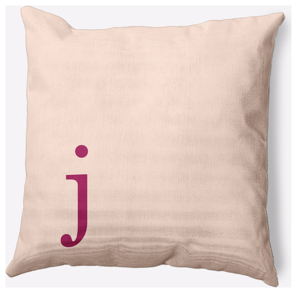 18" x 18" Modern Monogram Indoor/Outdoor Polyester Throw Pillow, Dusty Rose