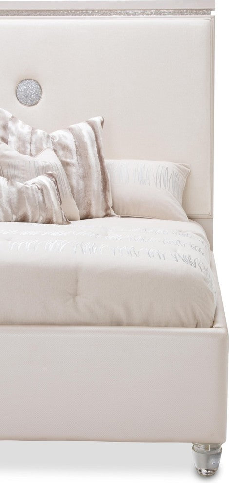 AICO Glimmering Heights Cal King Upholstered Bed, Ivory 9011000CK-111