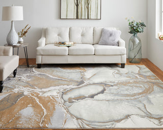 Takara Modern Abstract, Gray/Brown, 7'9"x10' Area Rug