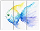 Lovely Blue Fish Watercolor, Abstract Triptych Canvas Art Print, 36x28, 3 Panels