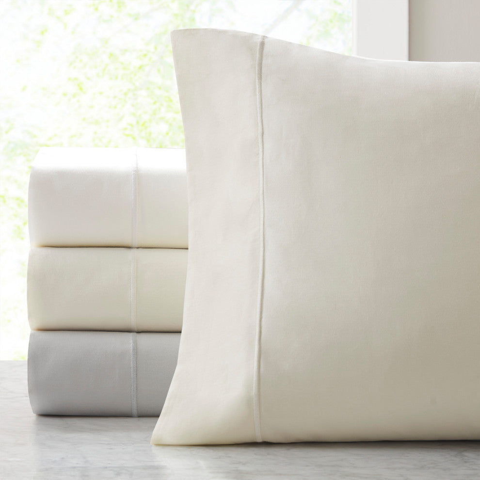 Croscill Sateen Weave 500TC 100% Egyptian Cotton Pillowcases, Ivory, Standard