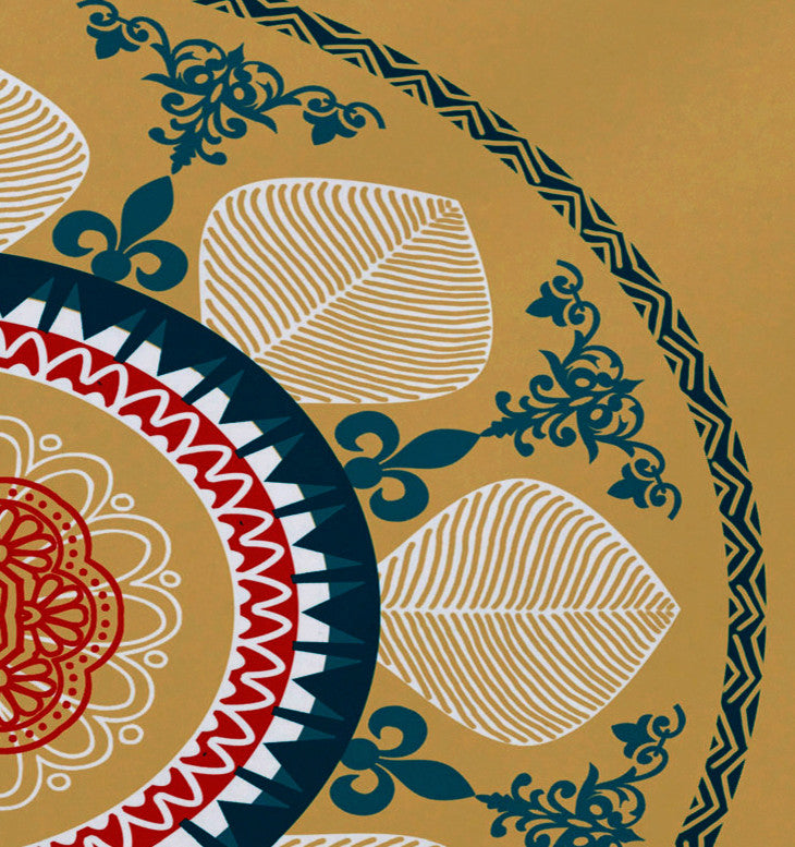 Stained Glass Geometric Print Placemat, Set of 4, Gold