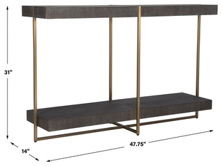 Uttermost 22972 Taja 48"W MDF and Stainless Steel Table - Brushed Brass / Light