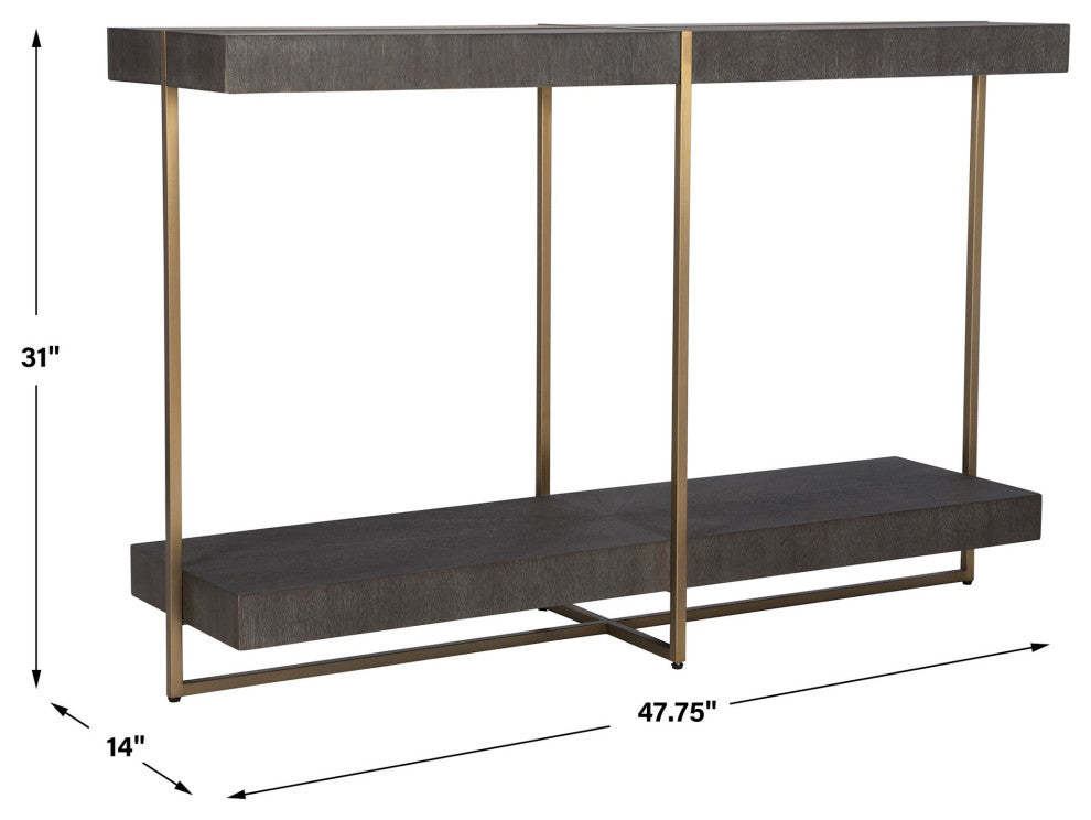 Uttermost 22972 Taja 48"W MDF and Stainless Steel Table - Brushed Brass / Light