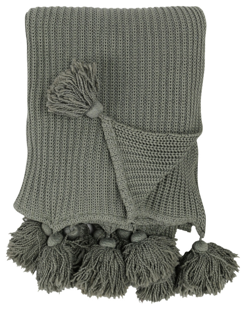 Kerith 100% Cotton 50"x 70" Throw Blanket in Green by Kosas Home