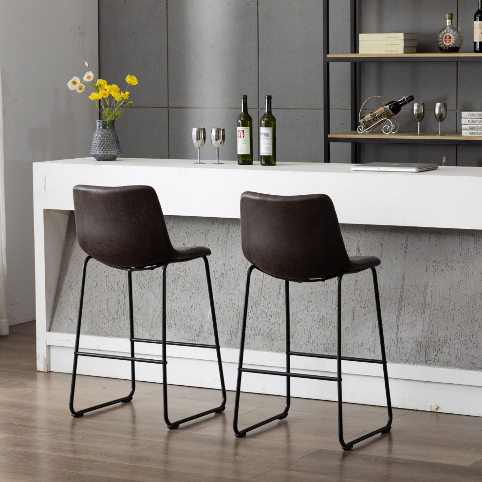 Home Beyond Synthetic Leather Dining Chairs Armless, Set of 2, Black