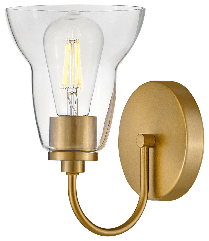Lark Vera 6.5" Single Bath Vanity Light, Lacquered Brass