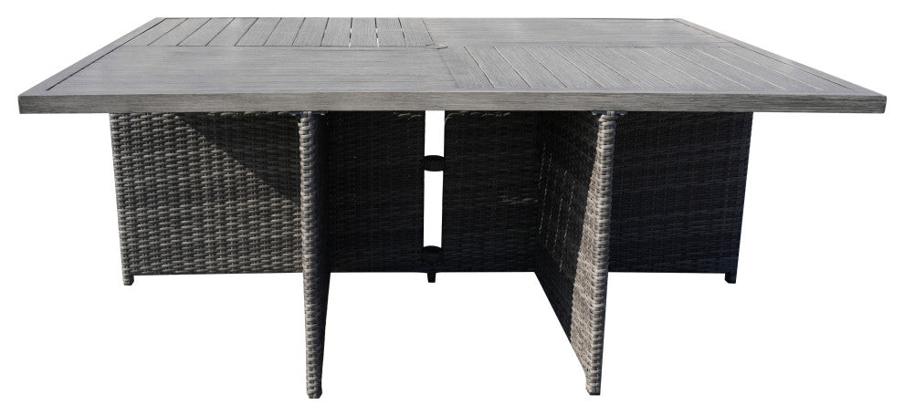 Outdoor Patio Wicker Dining Table Set with Chairs, 11-Piece Set, Gray