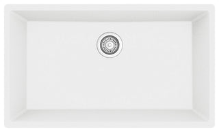 Karran QU-812 Undermount 32.5" Large Single Bowl Quartz Sink Kit, White