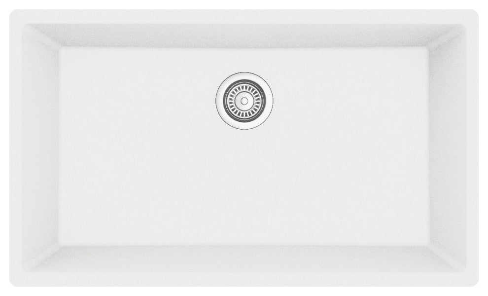 Karran QU-812 Undermount 32.5" Large Single Bowl Quartz Sink Kit, White