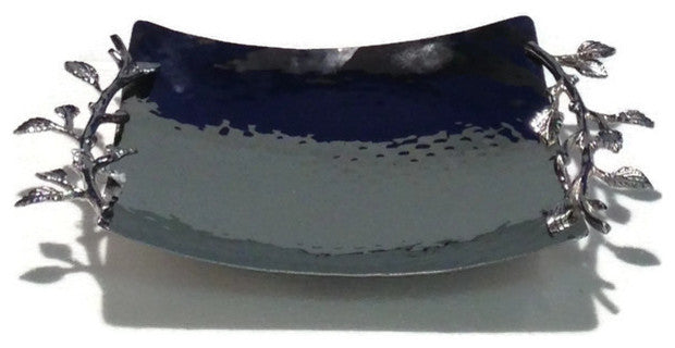 Sparkle Silver Leaf Square Tray