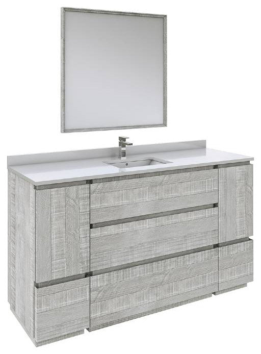 Fresca Formosa Modern 60" Ash Single Sink Bathroom Vanity Set, Faucet Fft9161bn
