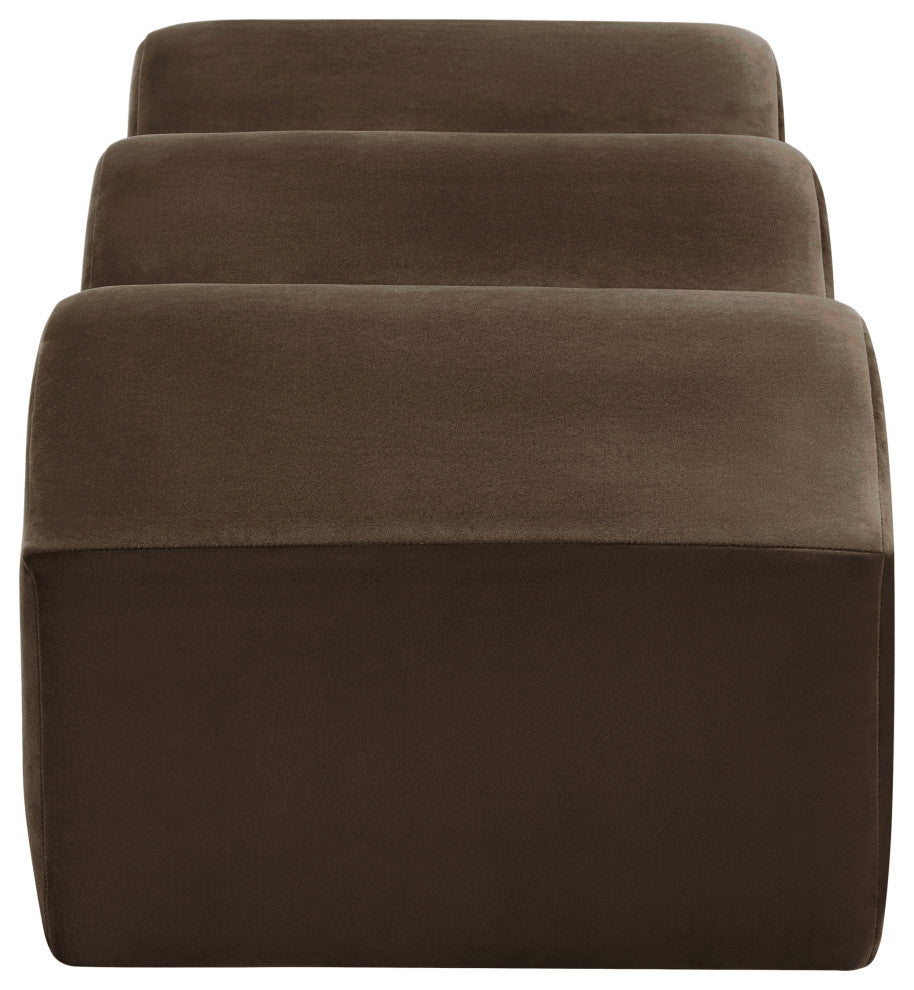 Wave Upholstered Bench, Brown, Velvet