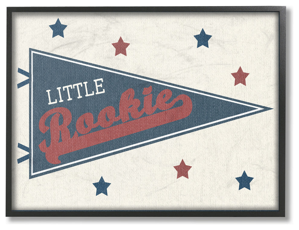 Little Rookie Pennant Framed Giclee Texturized Art, 11x14