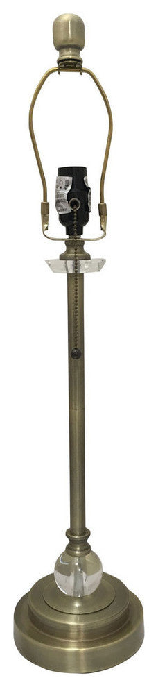 28" Crystal Buffet Lamp With Moroccan Tile Textured Shade, Antique Brass, Single