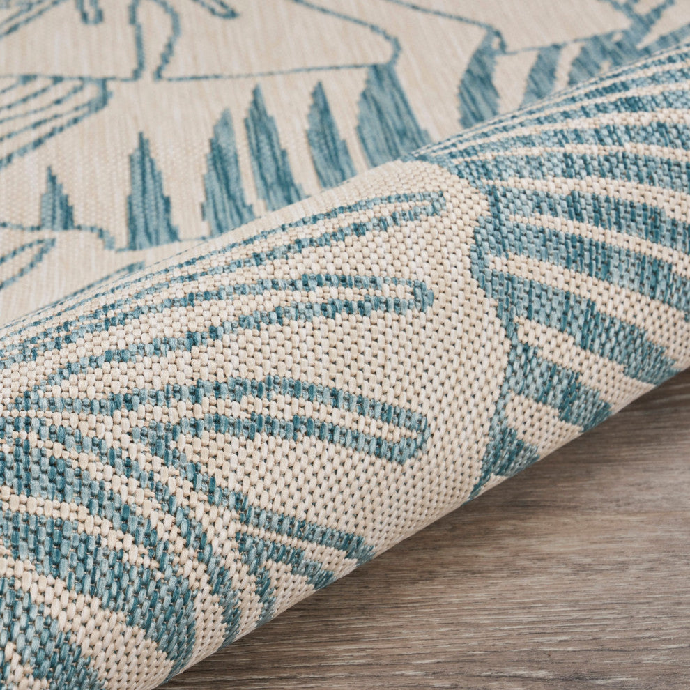5" x 7" Teal Tropical Indoor Outdoor Area Rug