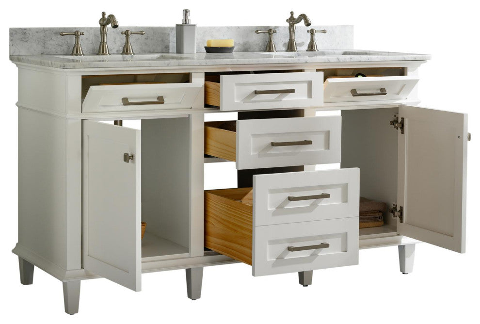60" Double Sink Vanity Cabinet, White