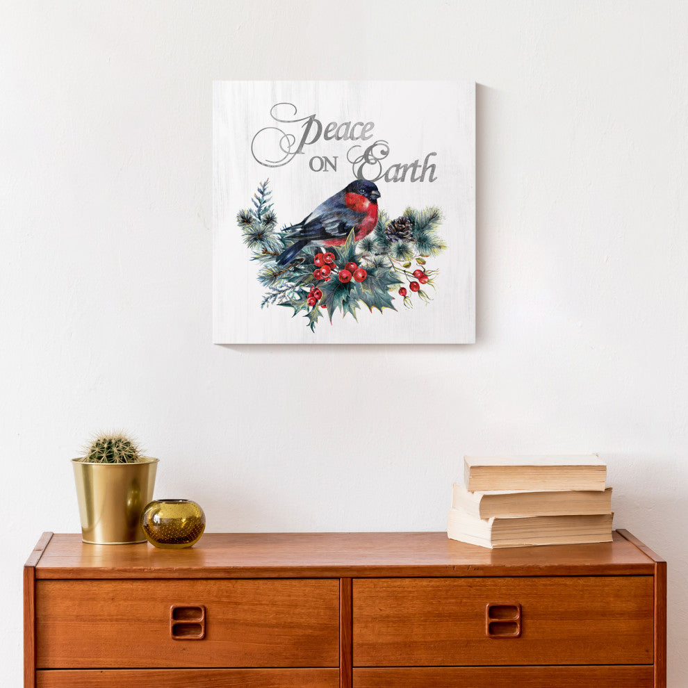 Peace On Earth Bird 12x12 Canvas Wall Art
