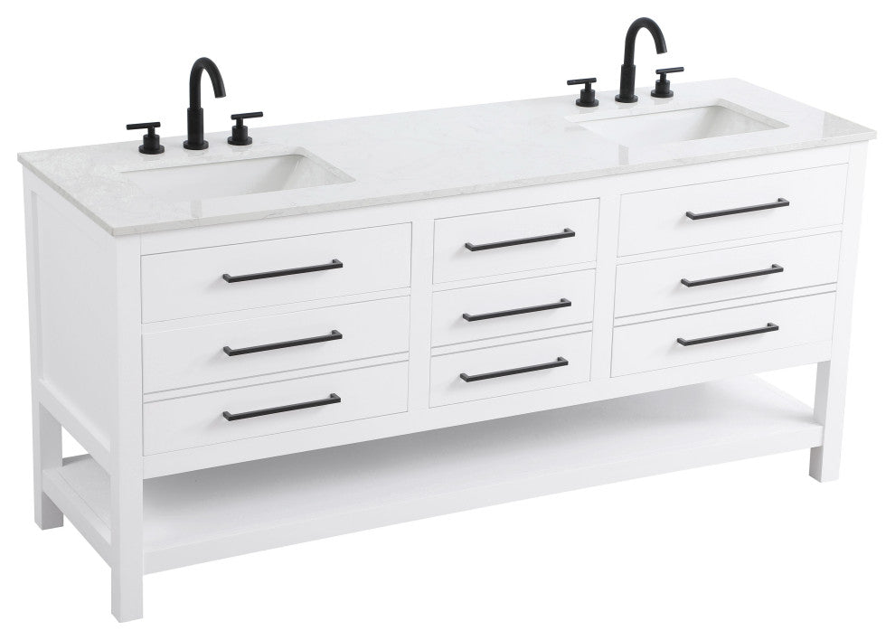 Home Living 72" Double Bathroom Vanity, White