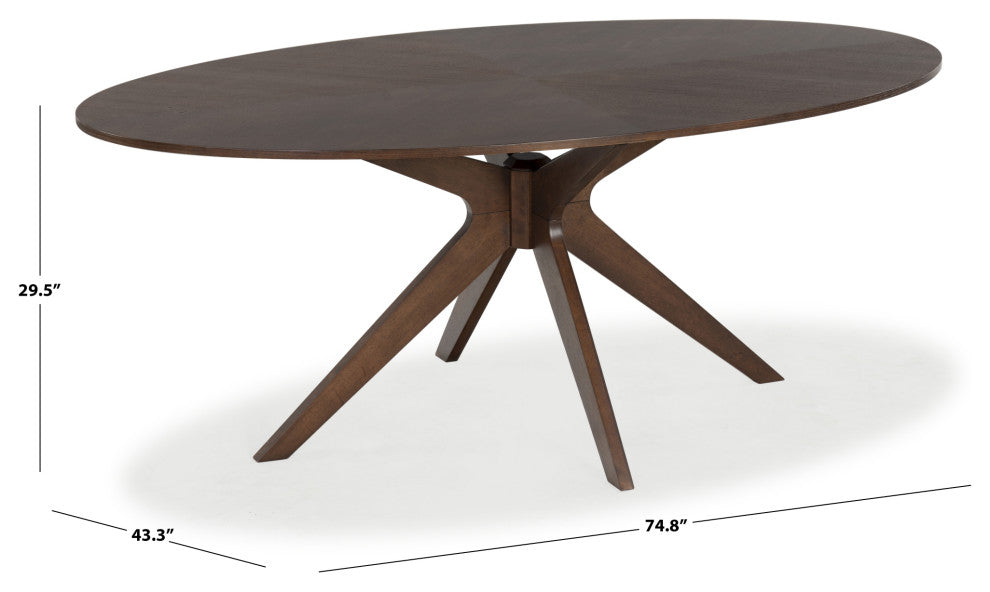 Safavieh Couture Hawkins Wood Oval Dining Table, Walnut