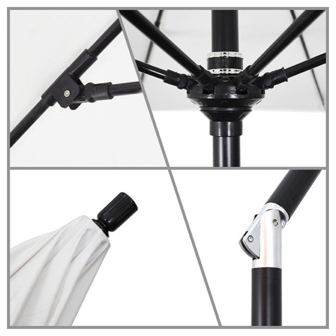 9'' Matted Black Collar Tilt Lift Fiberglass Rib Aluminum Umbrella, Pacifica, Burgundy