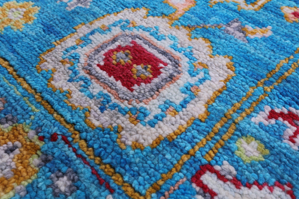 4' 2" X 10' 8" Runner Turkish Oushak Hand Knotted Wool Rug - Q13400