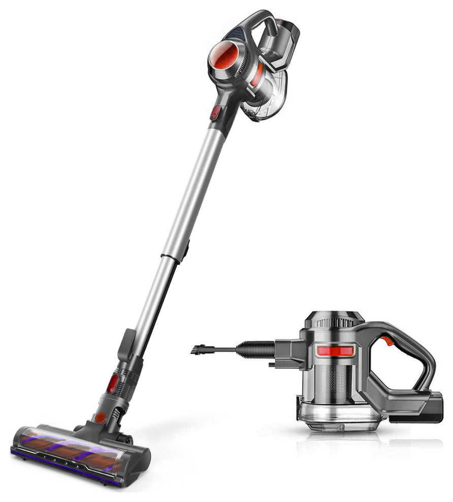 Moosoo Cordless Vacuum 4-in-1 Stick Vacuum Cleaner for Carpet Hard Floors, Red