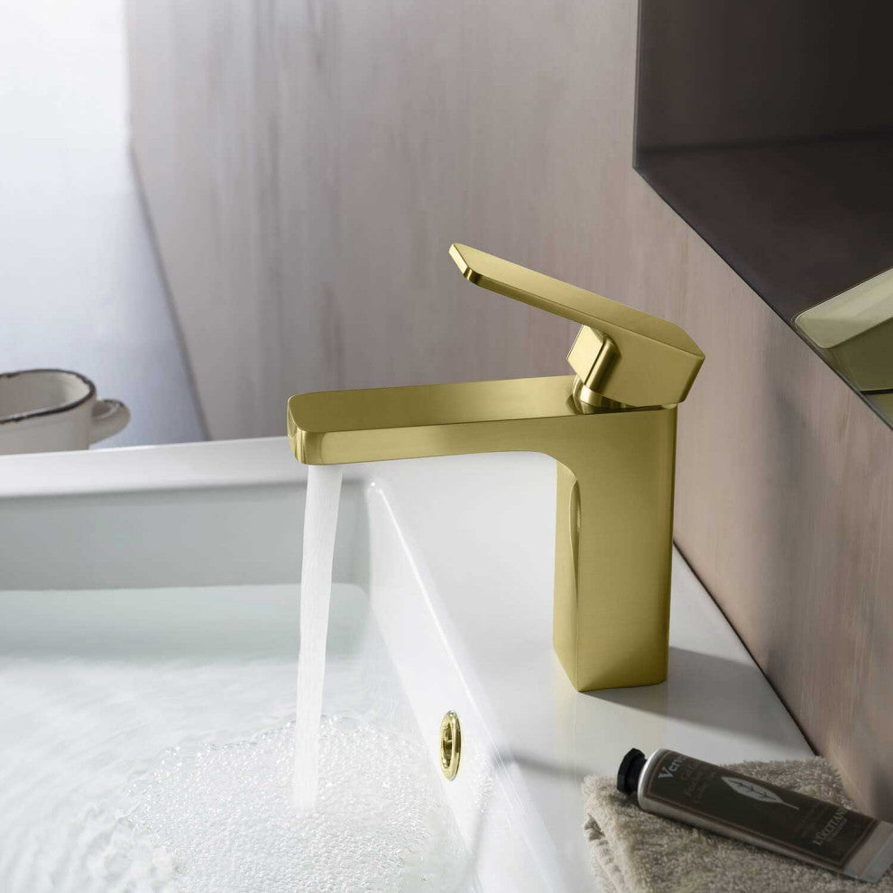 Blaze Single Handle Bathroom Sink Faucet, Brushed Gold