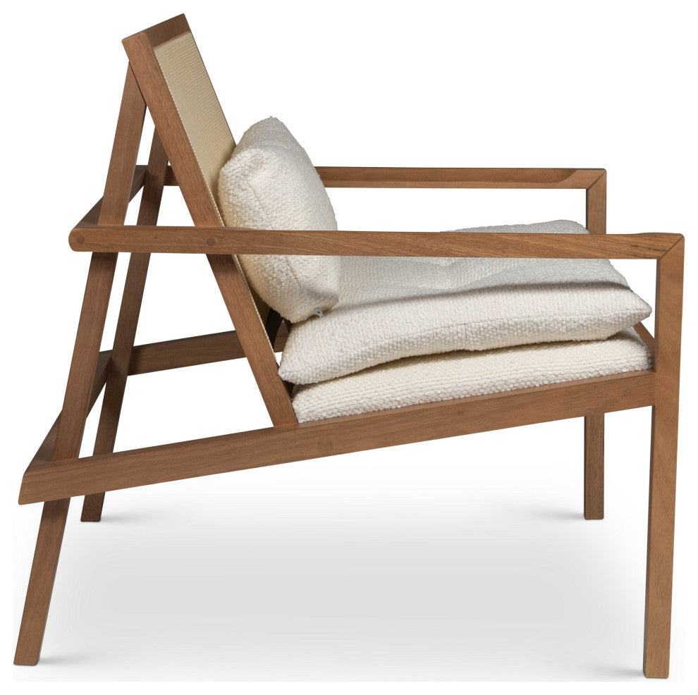 Modern Brazilian, Barra, Cane Lounge Chair, Pecan/Natural/Ivory