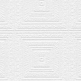 Architectural, Texture Geometric Paintable Pre-Pasted White Wallpaper Roll