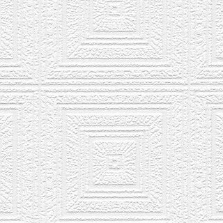 Architectural, Texture Geometric Paintable Pre-Pasted White Wallpaper Roll