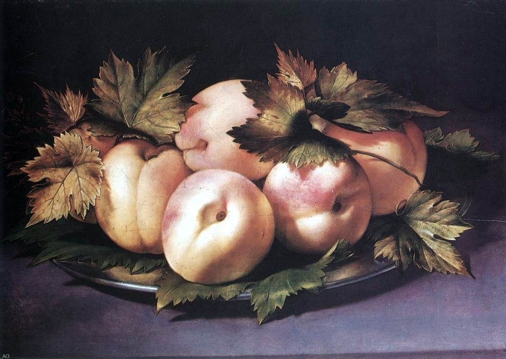 Giovanni Ambrogio Figino Metal Plate With Peaches and Vine Leaves Wall Decal