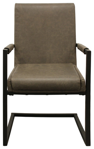 Wendy Genuine Leather Armchair, Gray With Iron Frame