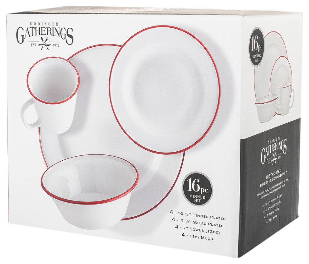 Montmarte 16 Piece Dinnerware Set, Service for 4, Red