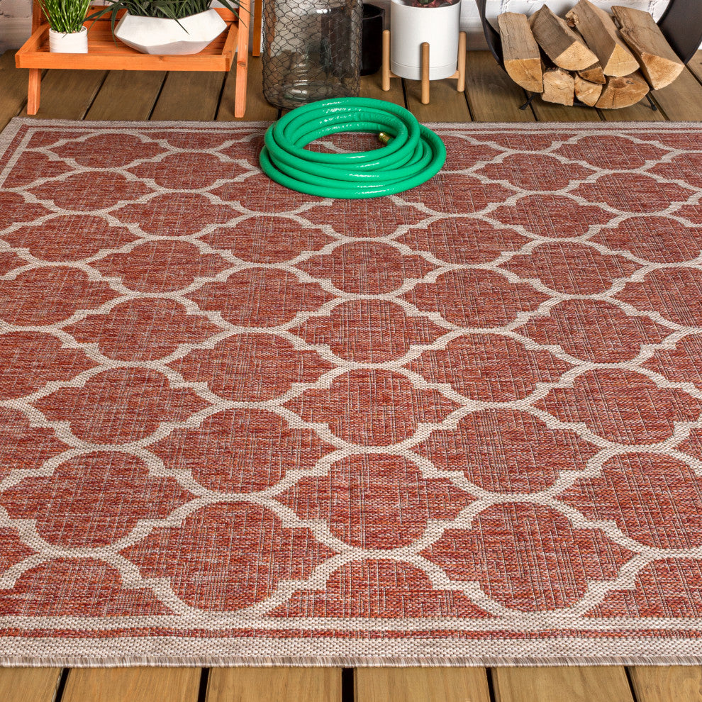 Trebol Moroccan Trellis Textured Weave Indoor/Outdoor Area Rug