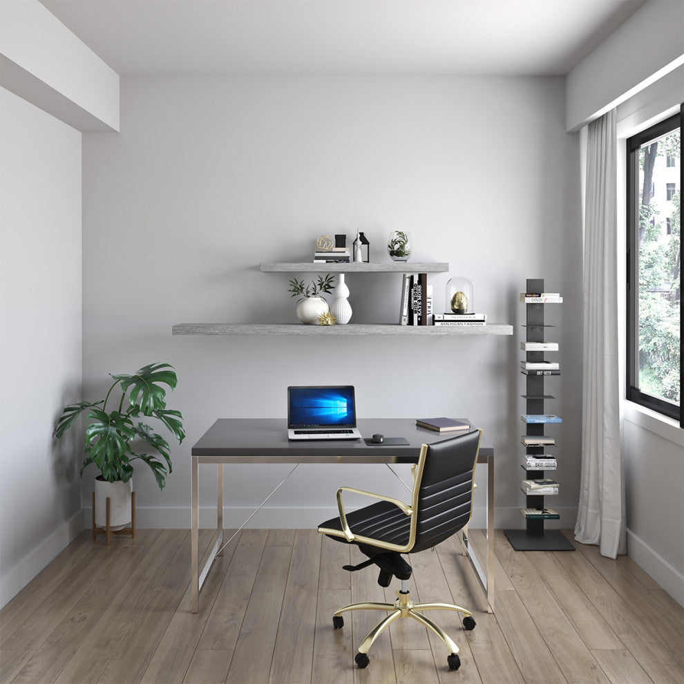 Dirk Low Back Office Chair, Black With Matte Brushed Gold Base