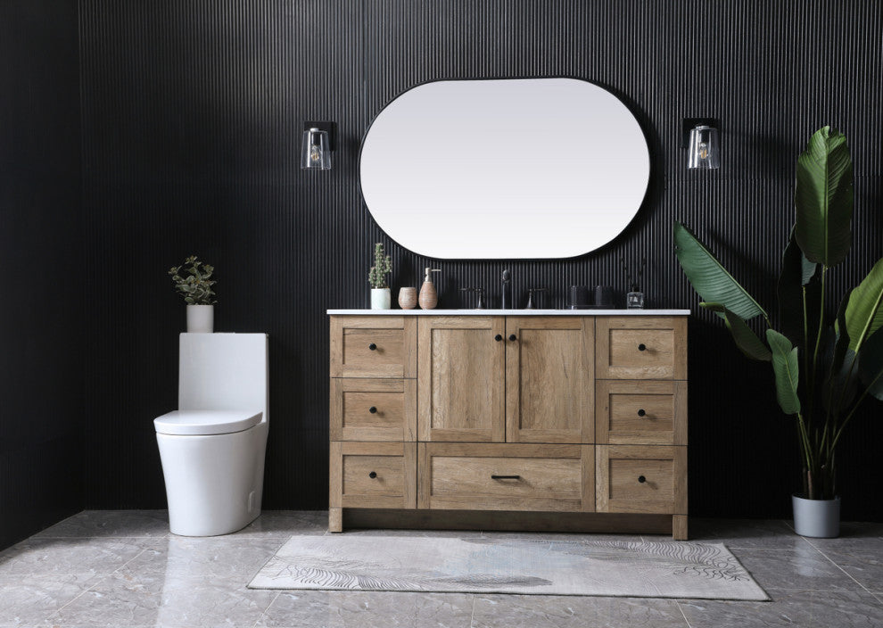Home Living 54" SIngle Bathroom Vanity, Natural Oak