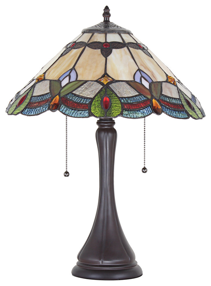 CHLOE Lighting HOWARD Tiffany-style 2-Light Table Lamp, 16" Shade
