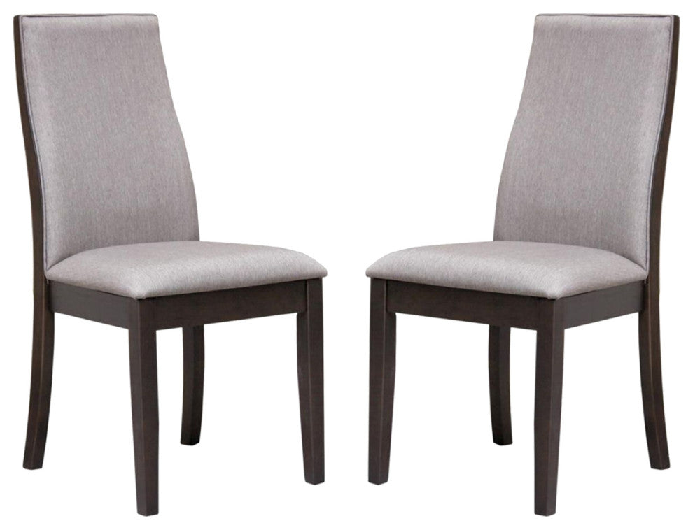 Set of 2 Side Chairs, Gray and Espresso