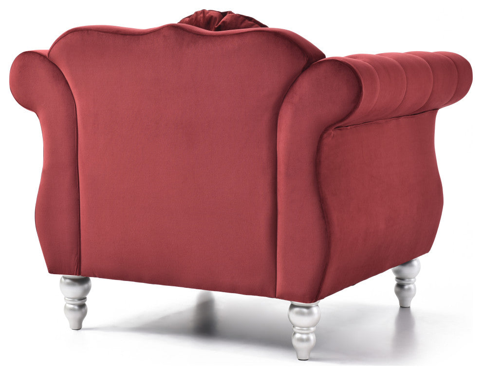 Hollywood Burgundy Velvet Tufted Accent Chair