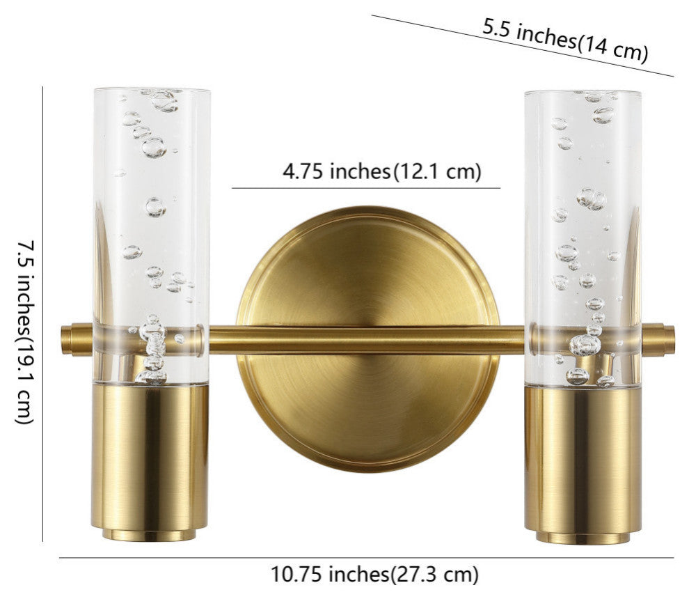 Bolha Bubble Acrylic/Iron Integrated LED Vanity Light, Brass Gold, 2 - Light(s)