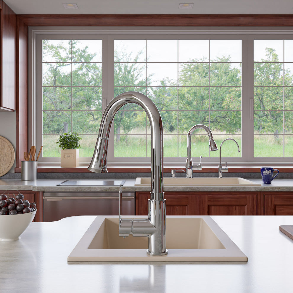 ALFI brand AB1720DI-B Biscuit 17" Drop-In Rectangular Granite Prep Sink