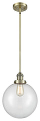 X-Large Beacon 1-Light Mini Pendant, Antique Brass, Clear