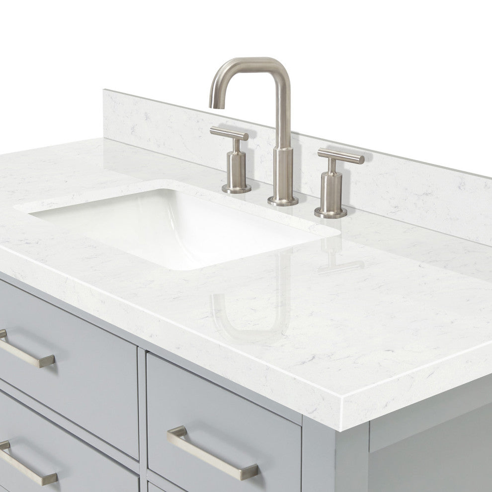 Ariel Bristol 48" Single Rectangle Sink Bathroom Vanity, Carrara Quartz