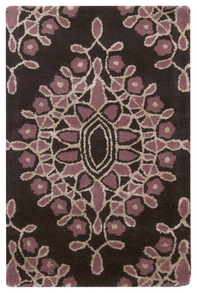 Surya Moderne MDR-1051 9'x13' Rug, Dark Brown/Rose/Cream