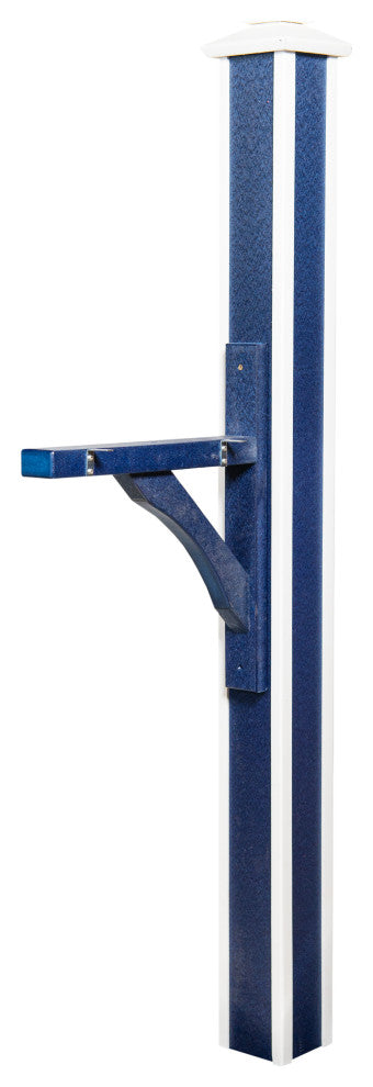Deluxe Mailbox Post with Mounting Hardware, Patriot Blue and White