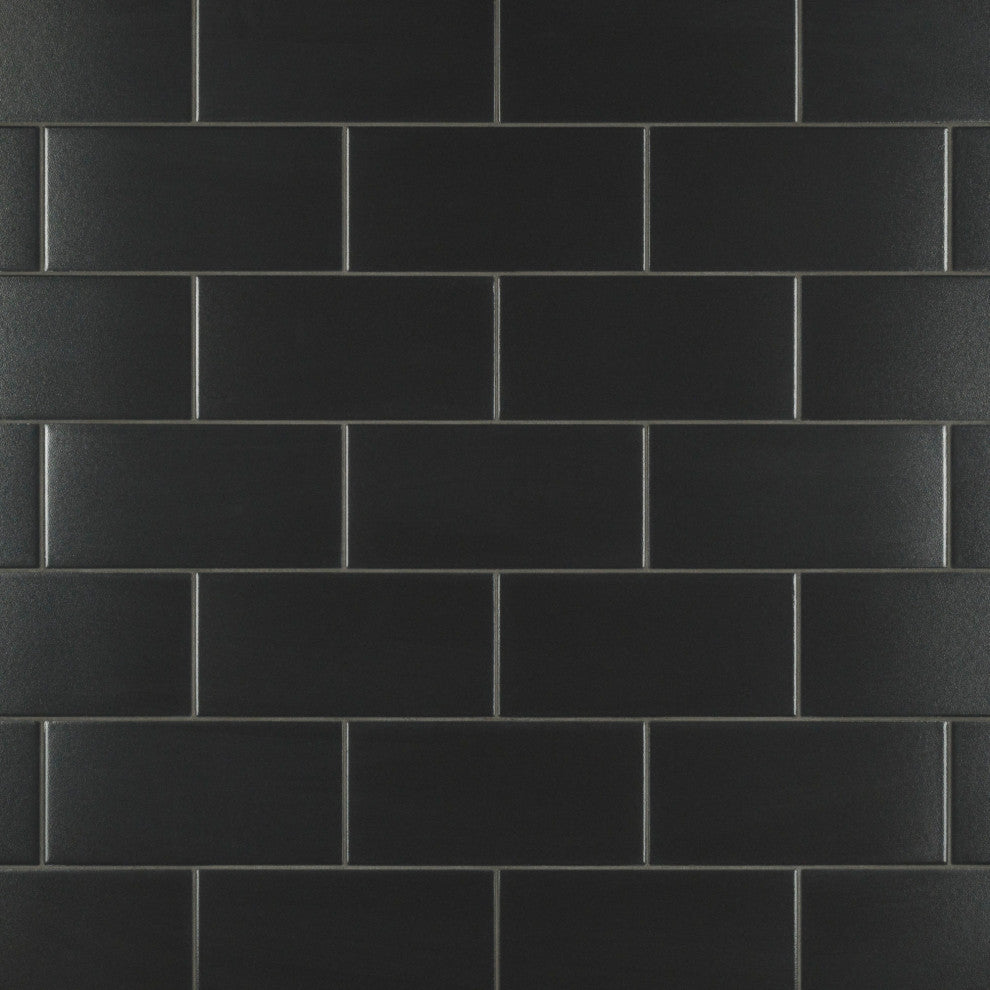 Piscina Brick Nero Brillo Porcelain Floor and Wall Tile