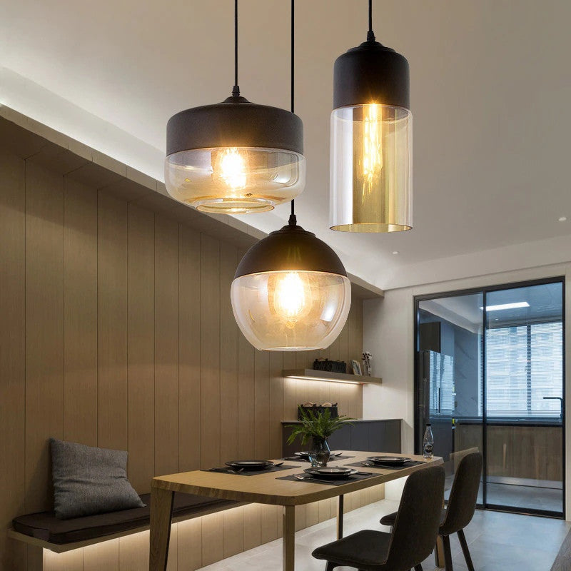 MIRODEMIÂ® Roquebrune-Cap-Martin Loft Chandelier for Kitchen, Black & Amber Aa